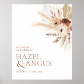 Boho Rust Terracotta Pampas Wedding Welkomstteken Poster (Voorkant)