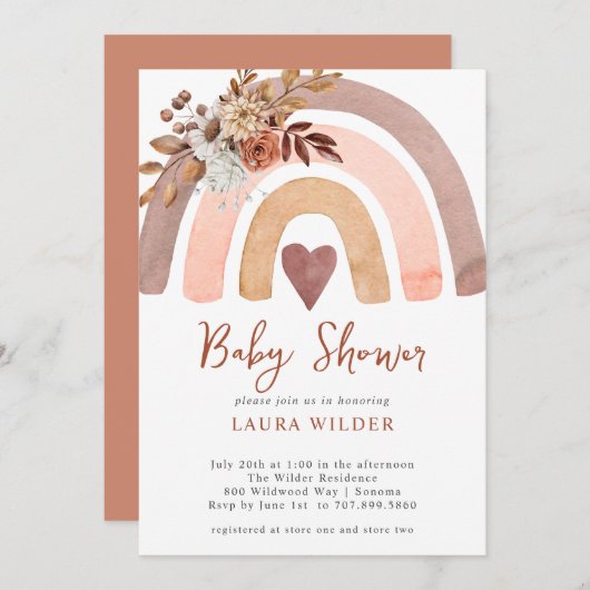 Boho Rust Terracotta Waterverf Rainbow Kaart (Voorkant / Achterkant)