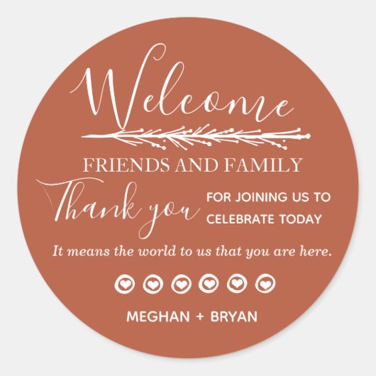 Boho Rust Terracotta Wedding Bedankt Ronde Sticker (Voorkant)