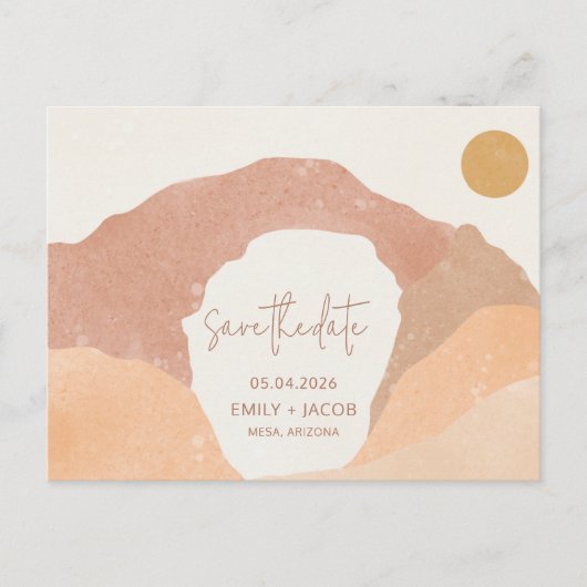 Boho Rust Terracotta Woestijn Bruiloft Save the Da Aankondigingskaart (Voorkant)