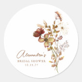 Boho Rustic Aards Natuur Botanische Bruidsdouche Ronde Sticker (Voorkant)