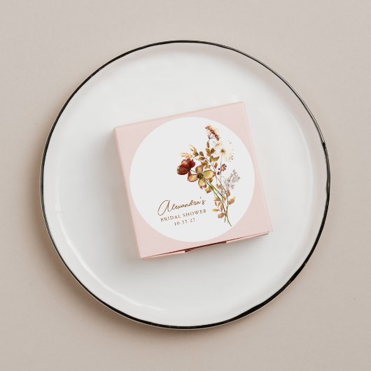Boho Rustic Aards Natuur Botanische Bruidsdouche Ronde Sticker