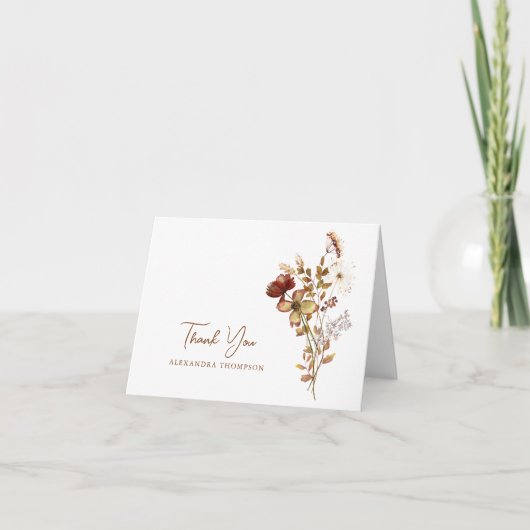 Boho Rustic Aards Natuur Botanische Bruiloftsdouch Bedankkaart (Voorkant)