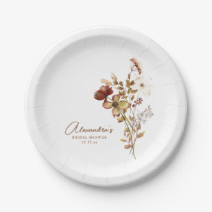 Boho Rustic Aards Natuur Botanische Bruiloftsdouch Papieren Bordje
