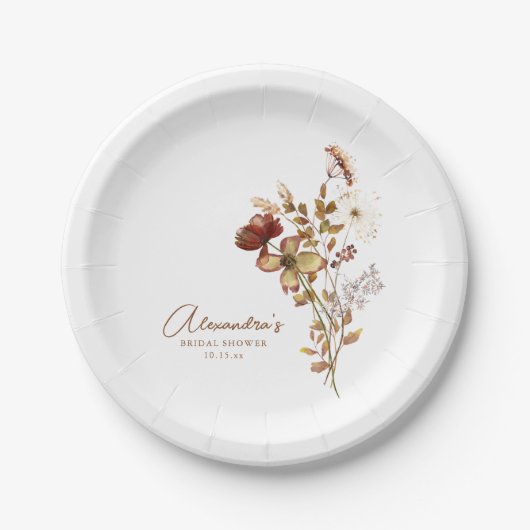 Boho Rustic Aards Natuur Botanische Bruiloftsdouch Papieren Bordje (Voorkant)
