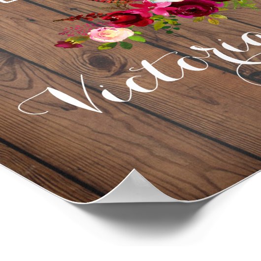 Boho Rustic Antler floral Wedding Sign Poster (Hoek)