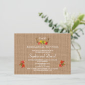 Boho Rustic Antlers Fall Wedding Rehearsal Dinner Kaart (Staand voorkant)