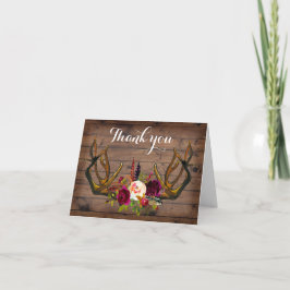 Boho Rustic antlers floral Dank u wel Bedankkaart