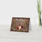 Boho Rustic antlers floral Dank u wel Bedankkaart (Voorkant)