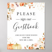 Boho Rustic Autumn Floral Wedding Guestbook Poster (Voorkant)