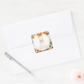 Boho Rustic Autumn Sunflower 40th Birthday Party Vierkante Sticker (Envelop)