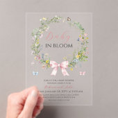 Boho Rustic Baby in Bloom Pink Bow Baby shower Acryl Uitnodigingen (Insitu (Draagbaar))
