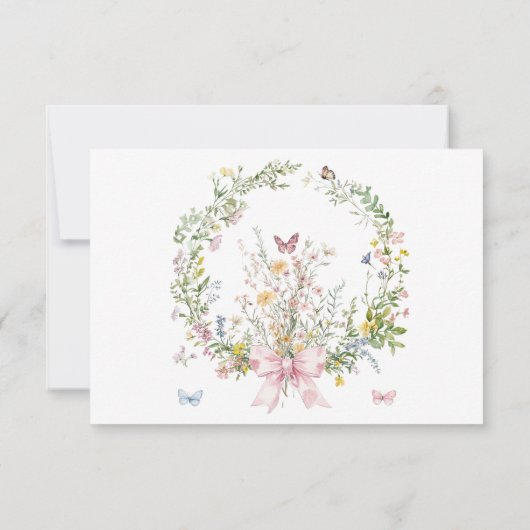 Boho Rustic Baby in Bloom Pink Bow Baby shower Bedankkaart (Achterkant)