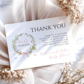 Boho Rustic Baby in Bloom Pink Bow Baby shower Bedankkaart