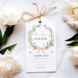 Boho Rustic Baby in Bloom Pink Bow Baby shower Cadeaulabel