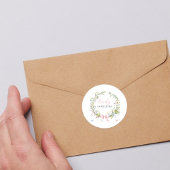 Boho Rustic Baby in Bloom Pink Bow Baby shower Ronde Sticker