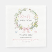 Boho Rustic Baby in Bloom Pink Bow Baby shower Servet (Voorkant)