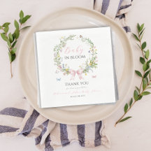 Boho Rustic Baby in Bloom Pink Bow Baby shower