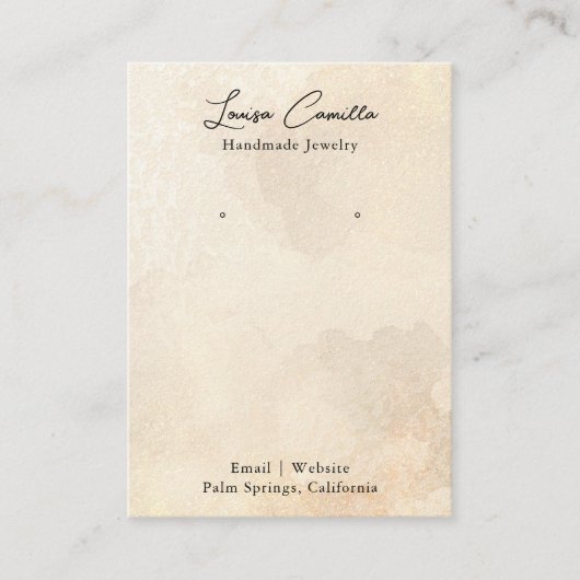 Boho Rustic Beige Custom Earring Display Kaart Visitekaartje (Voorkant)