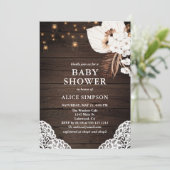 Boho Rustic Beige Floral Baby shower Kaart (Staand voorkant)