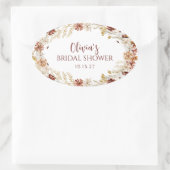 Boho Rustic Bloem Burgundy Bruidsmeisje Uitnodigin Ovale Sticker (Tas)