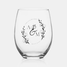 Boho Rustic Bloemige Gewijzigde Initialen Trouwen