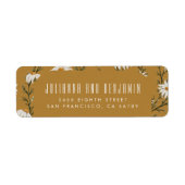 Boho Rustic Bloemige Mosterd Gele Retouradres  Etiket (Voorkant)