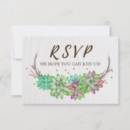 Boho Rustic Bloemige Succulenten Trouwwebsite RSVP Kaartje