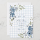 Boho Rustic Blue Floral Plaid Boy Baby shower Kaart (Voorkant)