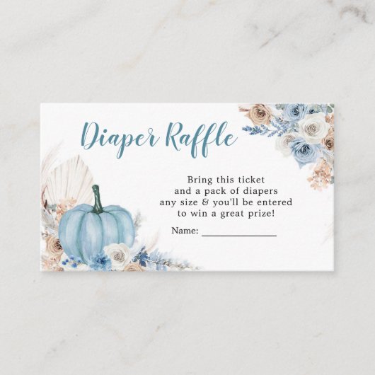 Boho Rustic Blue Pumpkin Herfst Diaper Raffle Informatiekaartje (Voorkant)