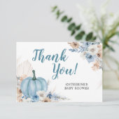 Boho Rustic Blue Pumpkin Herfst - Hartelijk dank Bedankkaart (Staand voorkant)