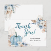 Boho Rustic Blue Pumpkin Herfst - Hartelijk dank Bedankkaart (Voorkant / Achterkant)