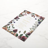 Boho Rustic Botanical Burgundy Border Wedding Folie Uitnodiging (Gedraaid)