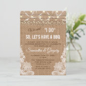 Boho Rustic Burlap Lace String Lights I DO BBQ Kaart (Staand voorkant)