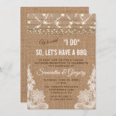 Boho Rustic Burlap Lace String Lights I DO BBQ Kaart (Voorkant / Achterkant)