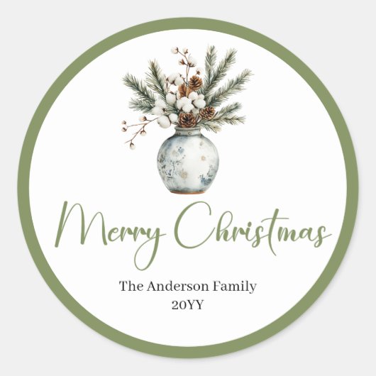 Boho Rustic Christmas Bouquet Earthy Sticker (Voorkant)