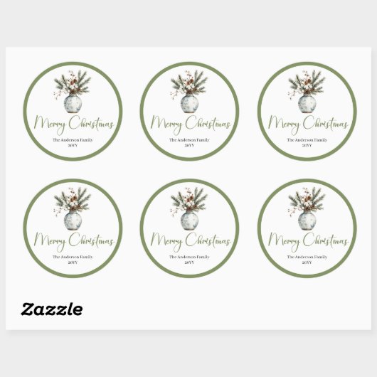 Boho Rustic Christmas Bouquet Earthy Sticker (Vel)