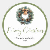 Boho Rustic Christmas Wreath Botanical Sticker (Voorkant)