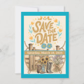 Boho Rustic Cowboy Trouwdag Save the Date Kaart (Achterkant)