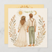 Boho Rustic Cowboy Wedding Bewaar de datum (Voorkant / Achterkant)