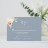 Boho Rustic Dusty Blue Wedding RSVP Kaartje (Staand voorkant)