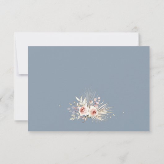 Boho Rustic Dusty Blue Wedding RSVP Kaartje (Achterkant)