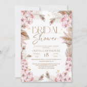 Boho Rustic Dusty Pink Bridal Shower Invitation Kaart (Voorkant)