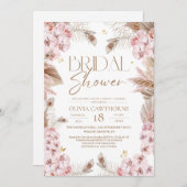 Boho Rustic Dusty Pink Bridal Shower Invitation Kaart (Voorkant / Achterkant)