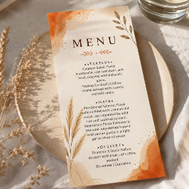 Boho Rustic Earth Tone Terracotta Bruiloft Menu