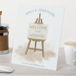 Boho Rustic Easel Welkom bij Bruiloft Reclamebord Met Voetstuk