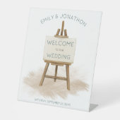 Boho Rustic Easel Welkom bij Bruiloft Reclamebord Met Voetstuk (Voorkant)