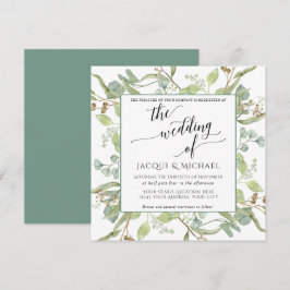 BOHO Rustic Eucalyptus Foliage Waterverf Square Kaart