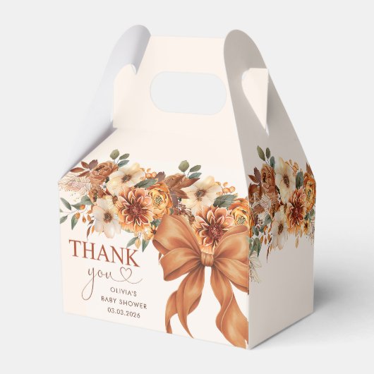 Boho Rustic Fall Floral Baby Shower Party Bedankdoosjes (Achterkant)
