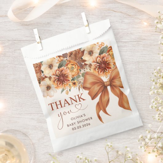 Boho Rustic Fall Floral Baby Shower Party Bedankzakje (Geknipt)